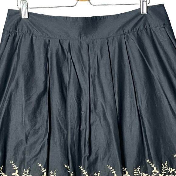 Banana Republic Black A-Line‎ Woven Cotton Skirt Floral Embroidered Knee 14 - Picture 3 of 10